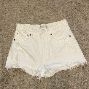 Abercrombie & Fitch The Mom Short High Rise Curve Love White Jean Shorts